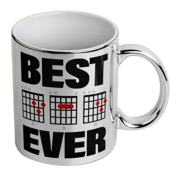 Best DAD Ever guitar chords, Mug ceramic, silver mirror, 330ml