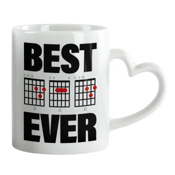 Best DAD Ever guitar chords, Mug heart handle, ceramic, 330ml