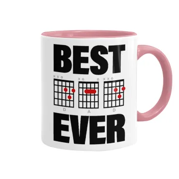 Best DAD Ever guitar chords, Mug colored pink, ceramic, 330ml
