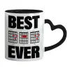 Mug heart black handle, ceramic, 330ml