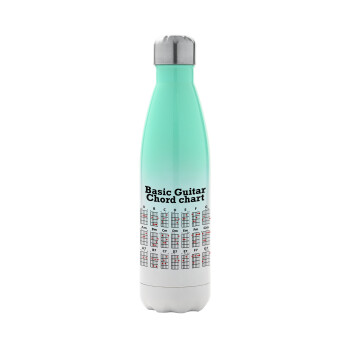Guitar tabs, Metal mug thermos Green/White (Stainless steel), double wall, 500ml