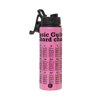 Guitar tabs, Metallic water bottle with safety lid, 850ml aluminum