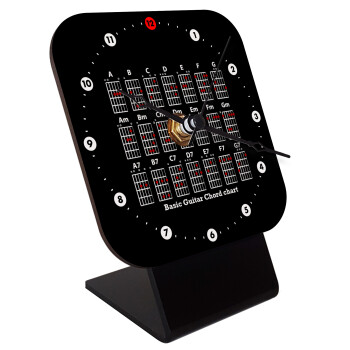 Guitar tabs, Quartz Wooden table clock with hands (10cm)