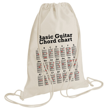 Guitar tabs, Τσάντα πλάτης πουγκί GYMBAG natural (28x40cm)