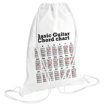 Guitar tabs, Τσάντα πλάτης πουγκί GYMBAG λευκή (28x40cm)
