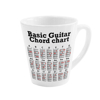 Guitar tabs, Κούπα κωνική Latte Λευκή, κεραμική, 300ml