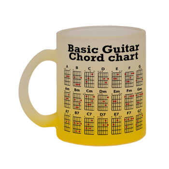 Guitar tabs, Κούπα γυάλινη δίχρωμη με βάση το κίτρινο ματ, 330ml