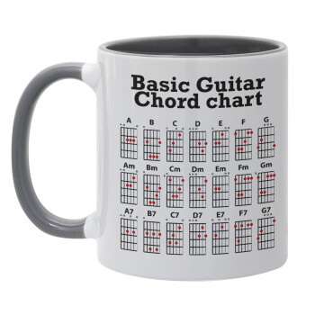 Guitar tabs, Mug colored grey, ceramic, 330ml