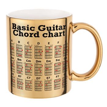 Guitar tabs, Mug ceramic, gold mirror, 330ml