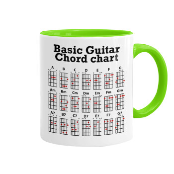 Guitar tabs, Mug colored light green, ceramic, 330ml