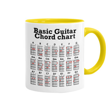 Guitar tabs, Mug colored yellow, ceramic, 330ml