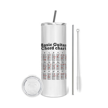 Guitar tabs, Eco friendly stainless steel tumbler 600ml, with metal straw & cleaning brush