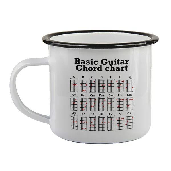 Guitar tabs — Enamel mug with black rim, 360ml