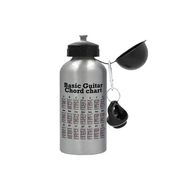 Guitar tabs — Metallic water jug, Silver, aluminum 500ml