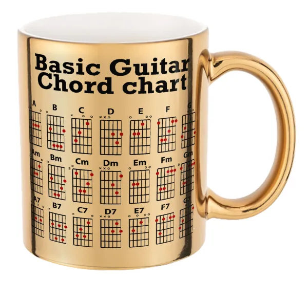 Guitar tabs — Mug ceramic, gold mirror, 330ml