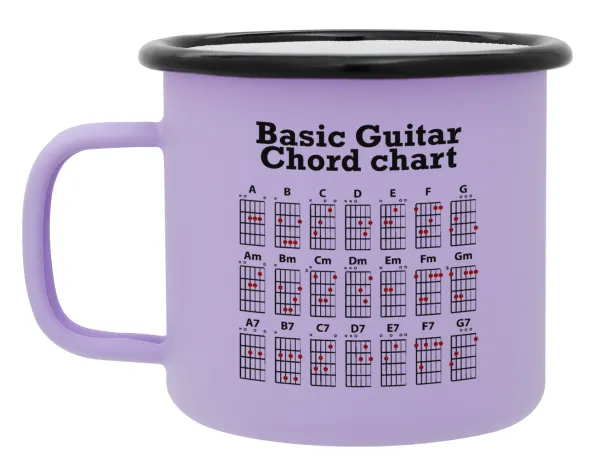 Guitar tabs — Metal enamel mug, matte light pastel purple, 360ml