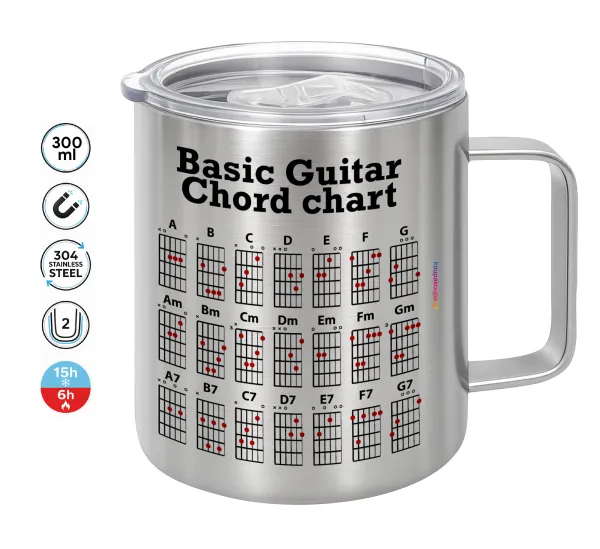 Guitar tabs — Double-walled stainless steel mug 300ml with temperature-retaining lid