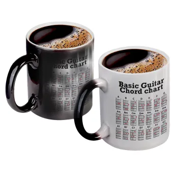 Guitar tabs, Color changing magic Mug, ceramic, 330ml when adding hot liquid inside, the black colour desappears (1 pcs)