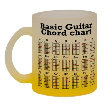 Guitar tabs, Κούπα γυάλινη δίχρωμη με βάση το κίτρινο ματ, 330ml