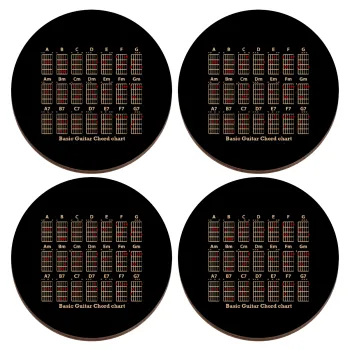 Συγχορδίες κιθάρας, ΣΕΤ x4 Σουβέρ ξύλινα στρογγυλά plywood (9cm)