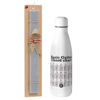 Guitar tabs, Easter Set, metallic stainless thermos bottle (500ml) & scented flat Easter candle (30cm) (GRAY)