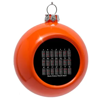 Guitar tabs, Orange Christmas tree ornament bauble 8cm