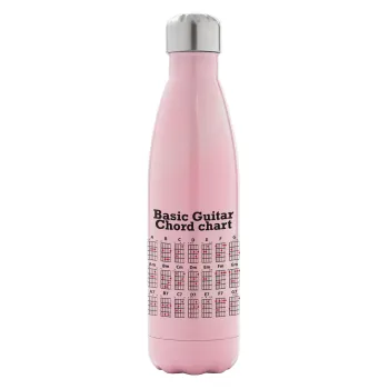 Guitar tabs, Metal mug thermos Pink Iridiscent (Stainless steel), double wall, 500ml
