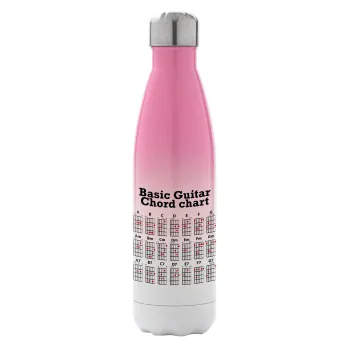 Συγχορδίες κιθάρας, Μεταλλικό παγούρι θερμός Ροζ/Λευκό (Stainless steel), διπλού τοιχώματος, 500ml