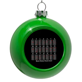 Guitar tabs, Green Christmas tree ornament bauble 8cm