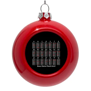 Guitar tabs, Red Christmas tree ornament bauble 8cm