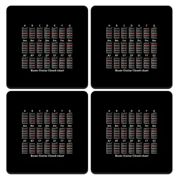 Guitar tabs, ΣΕΤ 4 Σουβέρ ξύλινα τετράγωνα (9cm)