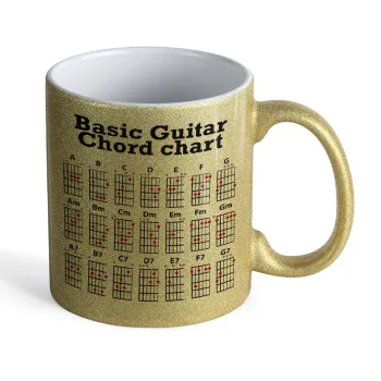 Guitar tabs, Κούπα Χρυσή Glitter που γυαλίζει, κεραμική, 330ml