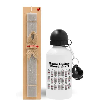 Guitar tabs, Easter Set, metallic aluminum water bottle (500ml) & aromatic flat Easter candle (30cm) (GRAY)