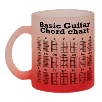 Guitar tabs, Κούπα γυάλινη δίχρωμη με βάση το κόκκινο ματ, 330ml