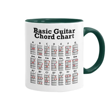 Guitar tabs, Mug colored green, ceramic, 330ml