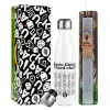 Easter candle, metallic white thermos bottle (500ml) & aromatic flat candle (30cm) (GRAY)