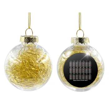 Guitar tabs, Transparent Christmas tree ball ornament with gold filling 8cm