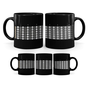 Guitar fretboard, Mug black, ceramic, 330ml