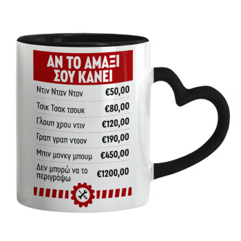 Annoying Noise in Car, Mug heart black handle, ceramic, 330ml