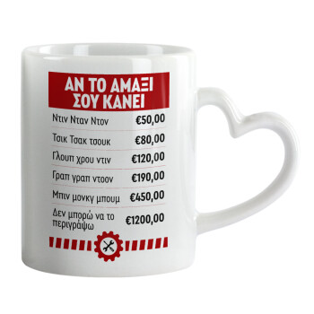 Annoying Noise in Car, Mug heart handle, ceramic, 330ml