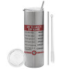 Tumbler stainless steel Silver 600ml, with metal straw & cleaning brush