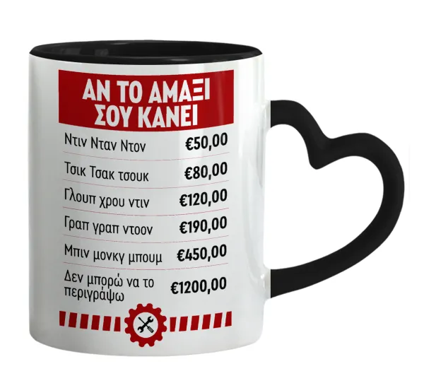 Annoying Noise in Car — Mug heart black handle, ceramic, 330ml