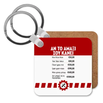 Annoying Noise in Car, Μπρελόκ Ξύλινο τετράγωνο MDF