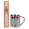 Easter Set, metallic thermal cup (300ml) & aromatic flat Easter candle (30cm) (PINK)