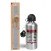 Easter Set, metallic silver aluminum water bottle (500ml) & aromatic flat Easter candle (30cm) (GRAY)