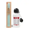 Easter Set, metallic aluminum water bottle (500ml) & scented flat candle (30cm) (TURQUOISE)