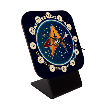 Starfleet command, Quartz Table clock in natural wood (10cm)