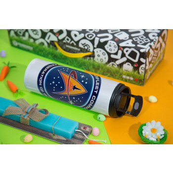 Starfleet command, Easter candle,Travel Tumbler 2 Lids, with metal straw & cleaning brush & aromatic flat candle (30cm) (BLUE)