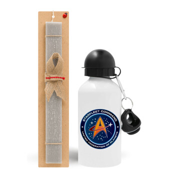 Starfleet command, Easter Set, metallic aluminum water bottle (500ml) & aromatic flat Easter candle (30cm) (GRAY)