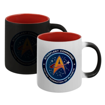 Starfleet command, Κούπα Μαγική εσωτερικό κόκκινο, κεραμική, 330ml που αλλάζει χρώμα με το ζεστό ρόφημα